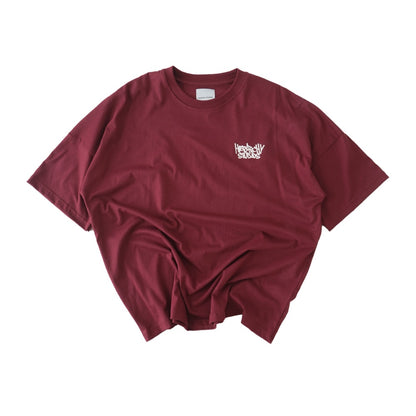 Hierarchy Studios - Graffiti Wide Logo Oversized T-Shirt Maroon