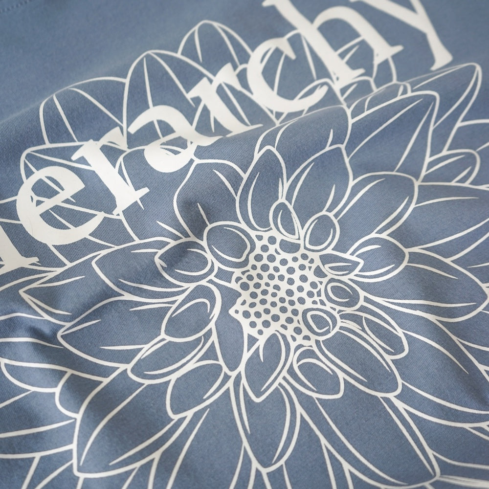 Hierarchy Studios - Flowers Dahlia Oversized T-Shirt Steel Blue