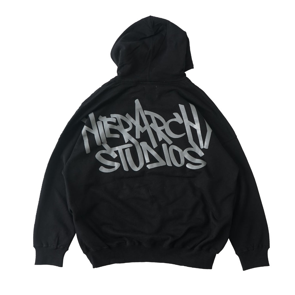 Hierarchy Studios - Black Graffiti Wide Logo Oversized Hoodie