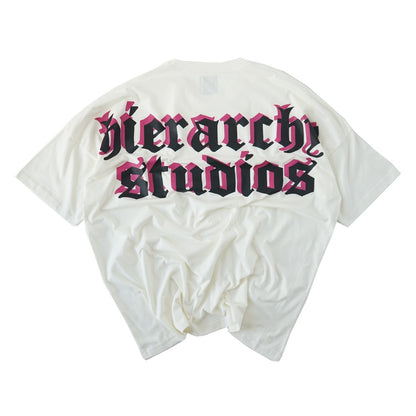 Hierarchy Studios - Layered Wide Logo Oversized T-Shirt White